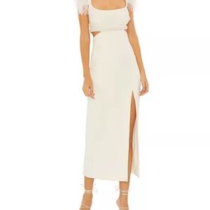 Likely Taliah Feather Midi Gown White